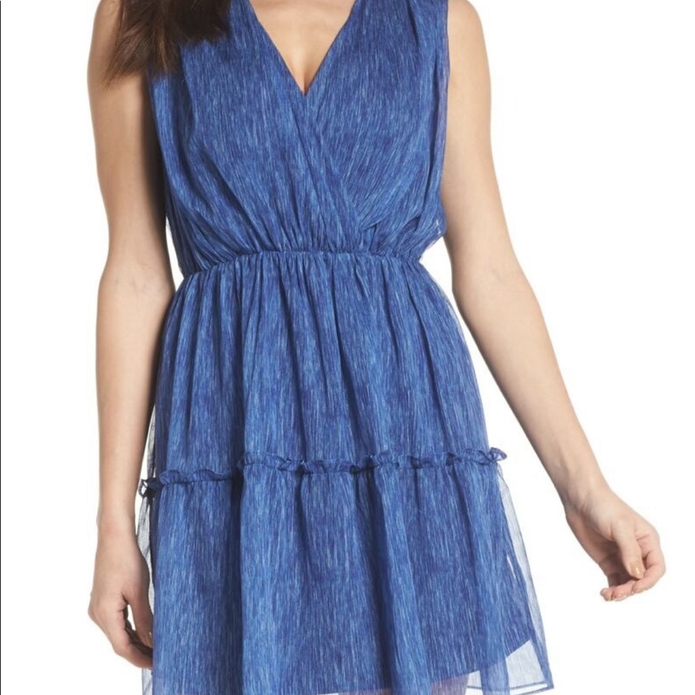 NSR Tie Dye Chiffon Mini Dress Royal Blue Medium